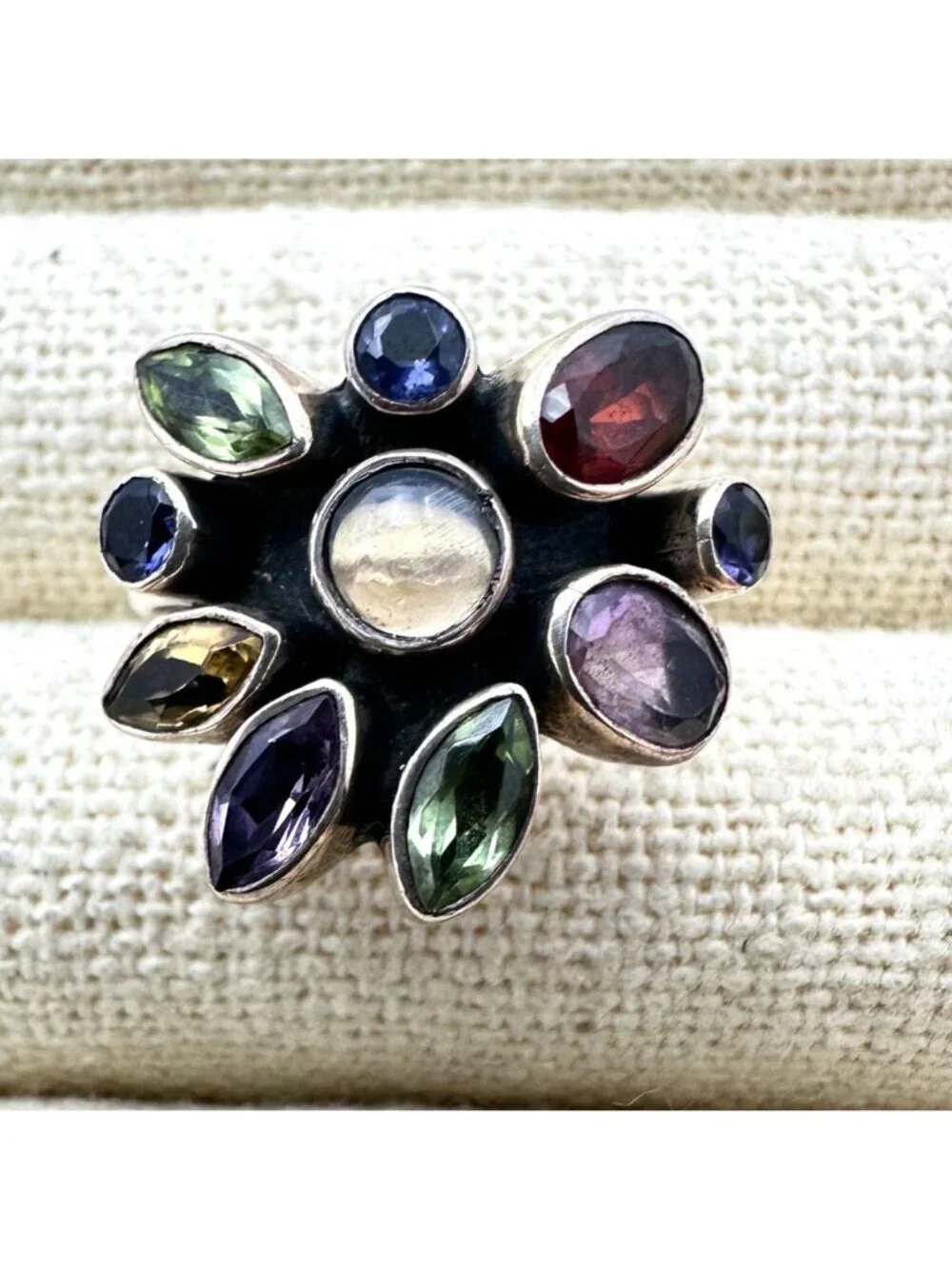 Nicky Butler Multi Gemstone Ring Sterling Silver Size 7